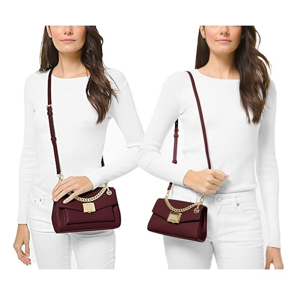 Michael Kors Lita Medium Merlot Leather Crossbody Bag (wore only once) - Picture 3 of 15